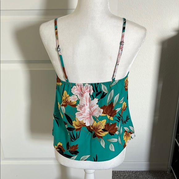 EUC Floral Teal Spaghetti Strap Top Small / Medium 6 - Picture 3 of 6